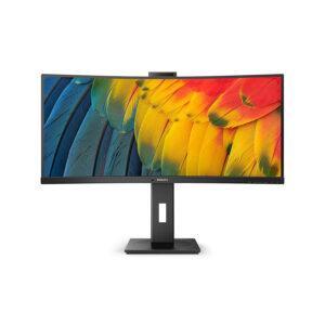 Monitor Philips 34" Curvo LCD VA – WQHD, USB-C Docking, Webcam e LAN | 4ms, HDMI/DP